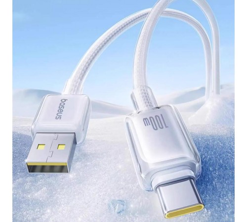 Дата кабель Baseus Crystal USB to Type-C 100W (1m) (E04279) Moon White