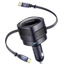 АЗП Baseus Enjoyment Max PD60W with retractable cable (2USB-C) (C00035507121) Cosmic Black