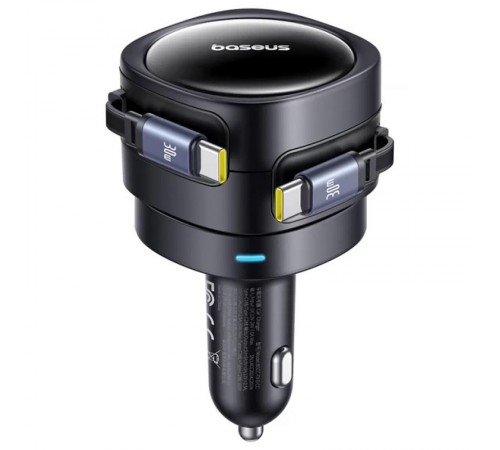 АЗП Baseus Enjoyment Max PD60W with retractable cable (2USB-C) (C00035507121) Cosmic Black