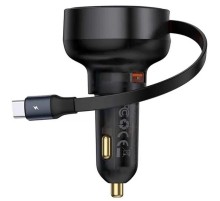 АЗП Baseus Enjoyment Pro PD60W+QC3.0 with retractable cable (1USB-A/1C) (C000578) Cluster Black