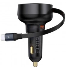 АЗП Baseus Enjoyment Pro PD60W+QC3.0 with retractable cable (1USB-A/1C) (C000578) Cluster Black