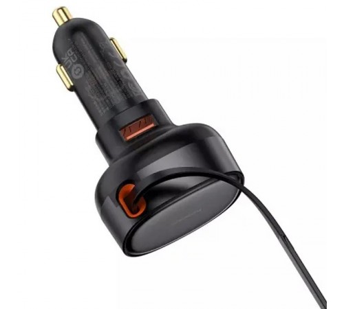 АЗП Baseus Enjoyment Pro PD60W+QC3.0 with retractable cable (1USB-A/1C) (C000578) Cluster Black
