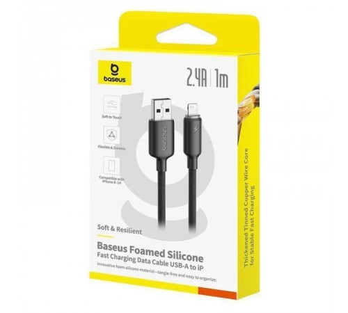 Дата кабель Baseus Foamed Silicone USB to Lightning 2.4A (1m) (E04269) Cosmic Black
