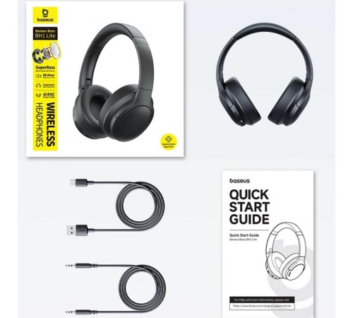 Накладні бездротові навушники Baseus Bass BH1 Lite AI ENC (A0203C) Cosmic Black