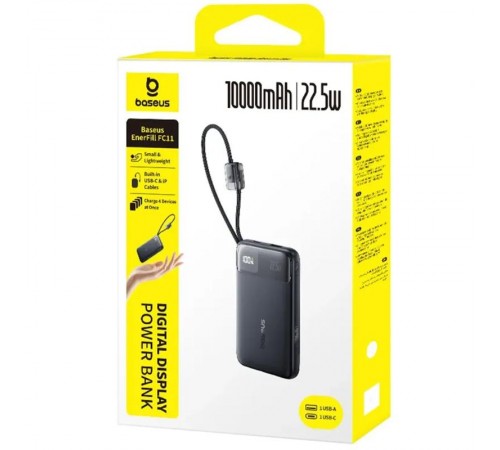Портативний ЗП Power Bank Baseus EnerFill FC11 PD22.5W with cable 10000 mAh (E0027R) Cosmic Black