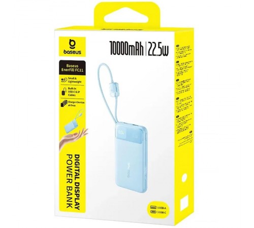 Портативний ЗП Power Bank Baseus EnerFill FC11 PD22.5W with cable 10000 mAh (E0027R) Galaxy Blue