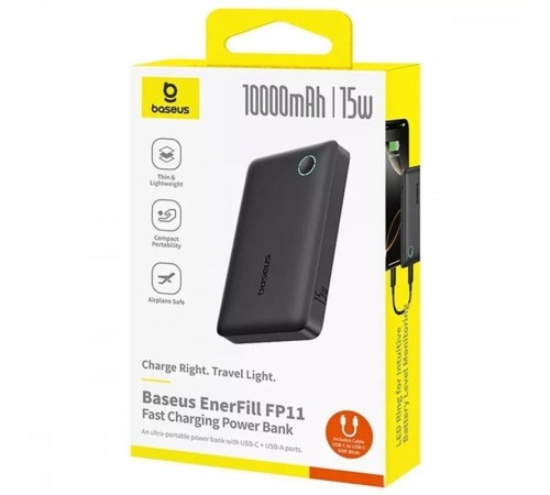 Портативний ЗП Power Bank Baseus EnerFill FP11 15W 10000 mAh (P1008210C123) Cosmic Black