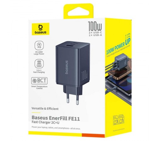 МЗП Baseus EnerFill FE11 Fast Charger 100W (1USB-A/2C) (P101821) Cosmic Black