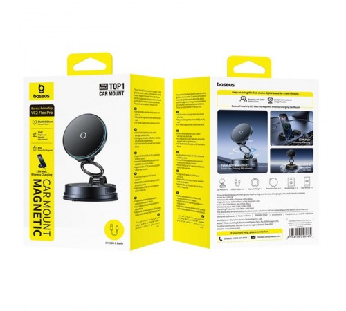 Автотримач з БЗП Baseus PrimeTrip VC2 Flex Pro Magnetic Wireless Charging (C0013F) Cosmic Black
