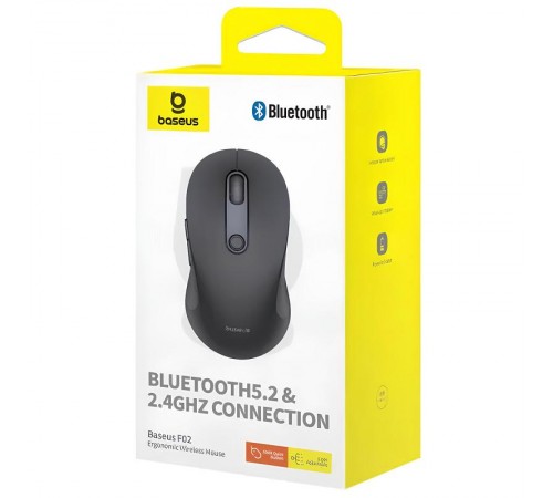 Миша бездротова Baseus F02 Ergonomic Bluetooth (B010555) Cluster Black
