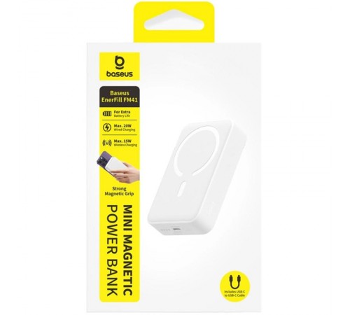 Портативний ЗП Power Bank Baseus EnerFill FM41 Mini Magnetic PD20W з БЗП 10000mAh (E0027T) Moon White