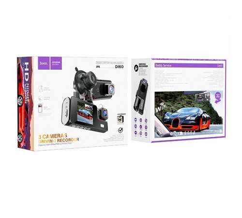 Відеореєстратор Hoco DI60 2-inch display with rear camera (1280+720P) Black