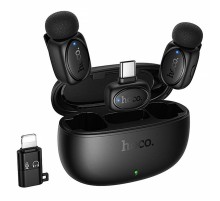 Петличний бездротовий мікрофон Hoco L19 Graceful dual-mic 2in1 (Lightning/Type-C) Black