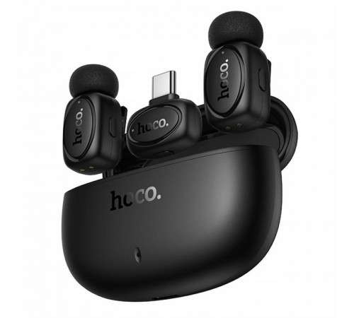 Петличний бездротовий мікрофон Hoco L19 Graceful dual-mic 2in1 (Lightning/Type-C) Black