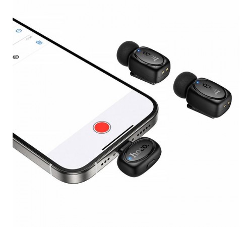 Петличний бездротовий мікрофон Hoco L19 Graceful dual-mic 2in1 (Lightning/Type-C) Black