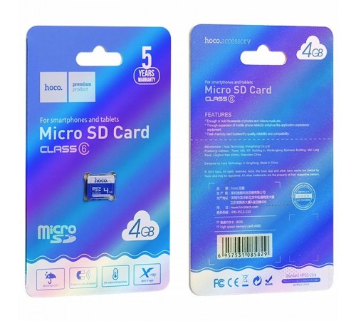 Карта пам'яті Hoco microSDHC 4GB Card Class 6 Blue