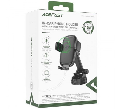 Автотримач з БЗП Acefast D49 Wireless Charging 15W Black