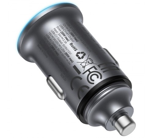 АЗП Acefast B15 PD20W+QC3.0 total 65W (1USB-A/1C) Gray