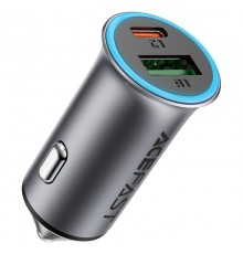 АЗП Acefast B16 PD65W+QC3.0 total 95W (1USB-A/1C) Gray