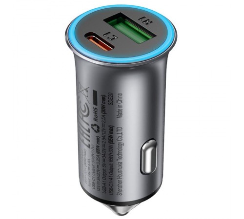 АЗП Acefast B16 PD65W+QC3.0 total 95W (1USB-A/1C) Gray