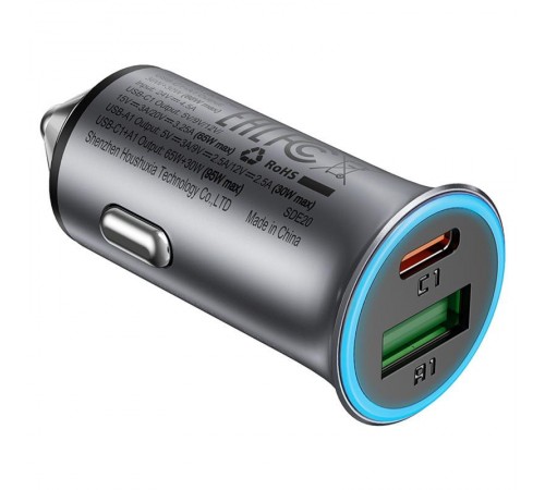 АЗП Acefast B16 PD65W+QC3.0 total 95W (1USB-A/1C) Gray