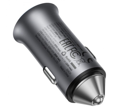 АЗП Acefast B16 PD65W+QC3.0 total 95W (1USB-A/1C) Gray