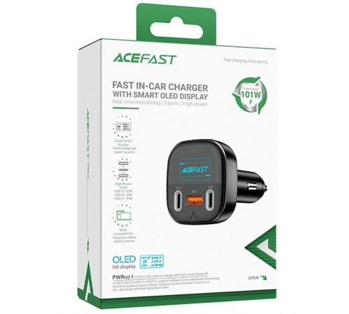 АЗП Acefast B5 PD36W+QC4.0 total 101W (1USB-A/2C) Black