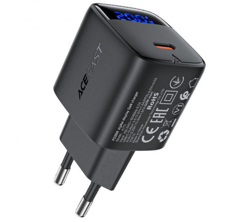 МЗП Acefast A113 PD20W GaN (1USB-C) + кабель Type-C to Type-C Black