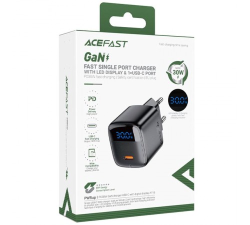 МЗП Acefast A113 PD20W GaN (1USB-C) + кабель Type-C to Type-C Black