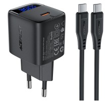 МЗП Acefast A115 PD30W GaN (1USB-C) + кабель Type-C to Type-C Black