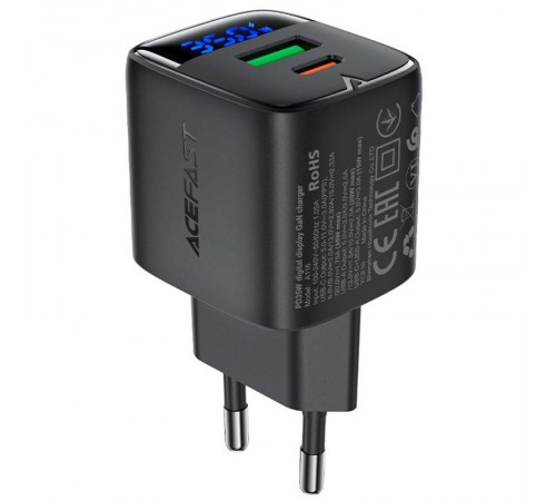 МЗП Acefast A116 PD35W+QC3.0 GaN (1USB-A/1C) Black
