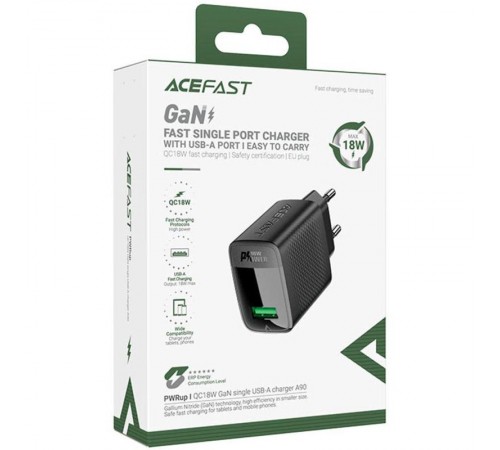 МЗП Acefast A90 QC3.0 18W (1USB-A) Black