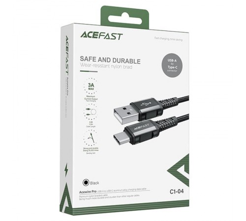 Дата кабель Acefast C1-04 USB to Type-C 3A (1.2m) Black
