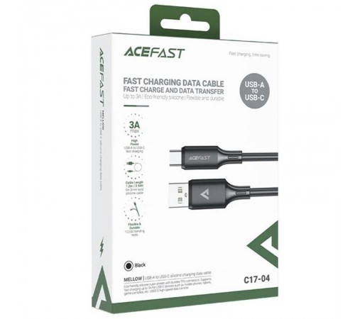 Дата кабель Acefast C17-04 USB to Type-C 3A (1.2m) Black