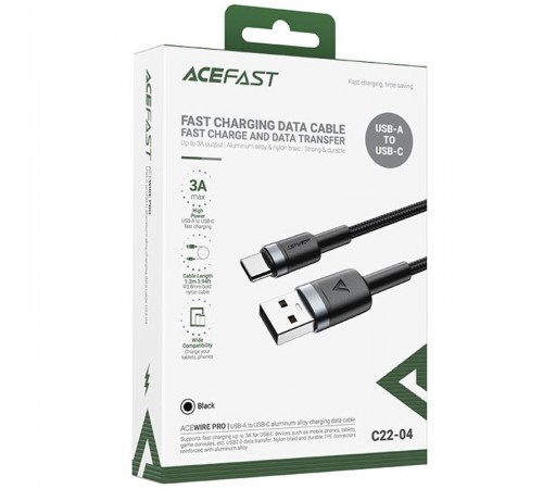 Дата кабель Acefast C22-04 USB to Type-C 60W (1.2m) Black