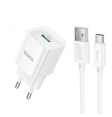 МЗП Hoco C145A Charm QC3.0 18W (1USB-A) + кабель USB to Type-C White
