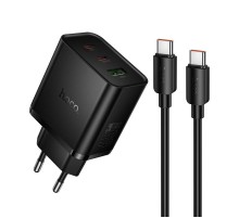 МЗП Hoco N75 Grande 65W QC+PD (1USB-A/2C) + кабель Type-C to Type-C Black