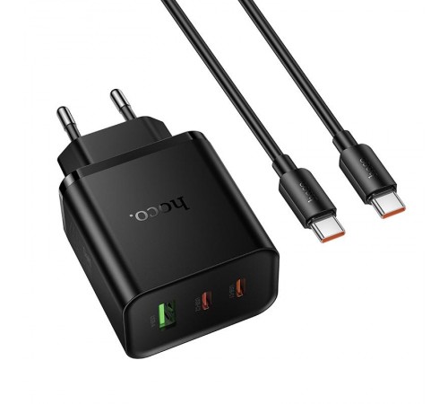 МЗП Hoco N75 Grande 65W QC+PD (1USB-A/2C) + кабель Type-C to Type-C Black