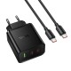 МЗП Hoco N75 Grande 65W QC+PD (1USB-A/2C) + кабель Type-C to Type-C Black