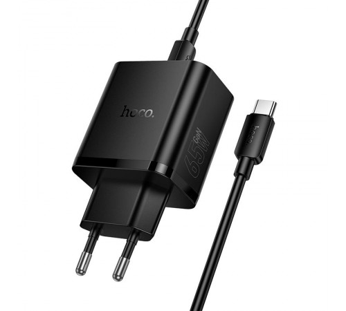 МЗП Hoco N75 Grande 65W QC+PD (1USB-A/2C) + кабель Type-C to Type-C Black