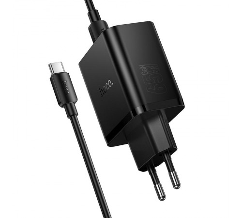 МЗП Hoco N75 Grande 65W QC+PD (1USB-A/2C) + кабель Type-C to Type-C Black
