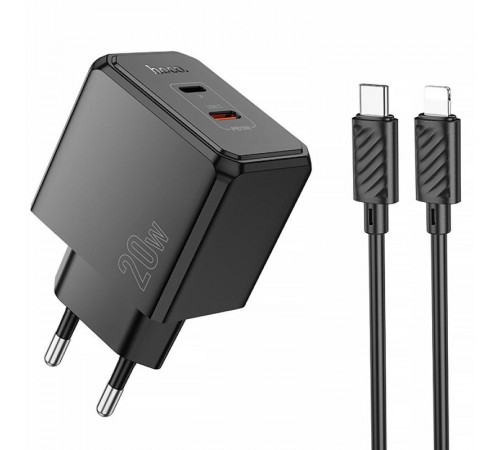 МЗП Hoco CS16A Wish PD20W (1USB-C/1L) + кабель Type-C to Lightning Black