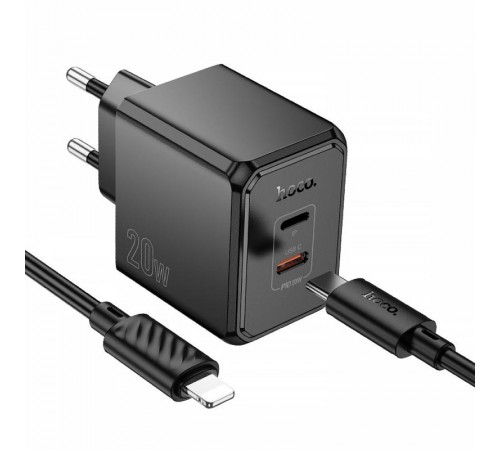 МЗП Hoco CS16A Wish PD20W (1USB-C/1L) + кабель Type-C to Lightning Black