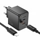 МЗП Hoco CS16A Wish PD20W (1USB-C/1L) + кабель Type-C to Lightning Black