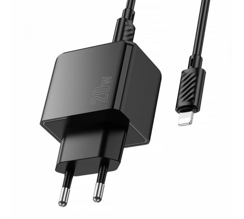 МЗП Hoco CS16A Wish PD20W (1USB-C/1L) + кабель Type-C to Lightning Black