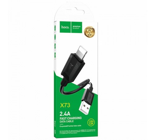 Дата кабель Hoco X73 Ferry USB to Lightning 2.4A (1m) Black