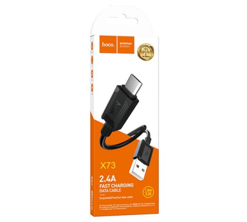 Дата кабель Hoco X73 Ferry USB to MicroUSB 2.4A (1m) Black