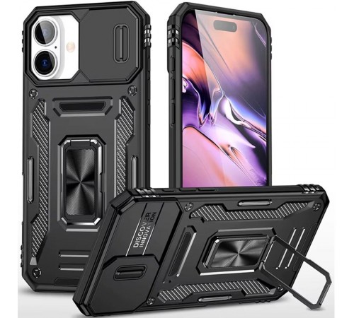 Ударостійкий чохол Camshield Army Ring для Apple iPhone 16 (6.1") Чорний / Black