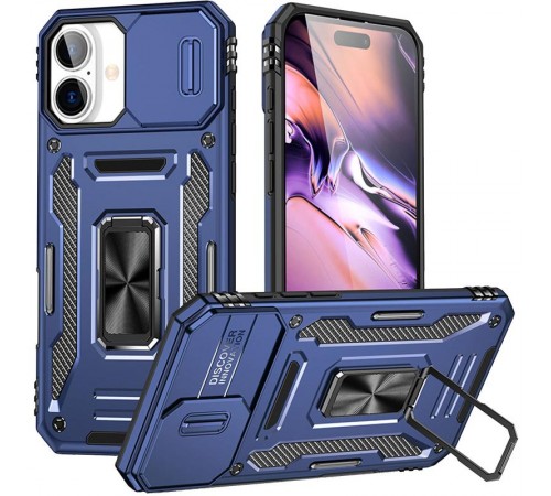Ударостійкий чохол Camshield Army Ring для Apple iPhone 16 (6.1") Синій / Navy