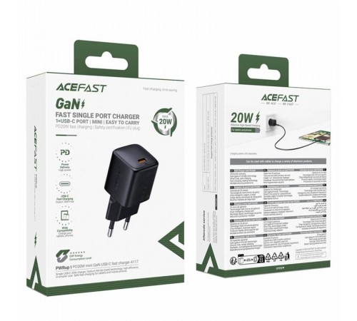 МЗП Acefast A117 mini PD20W GaN (1USB-C) Black